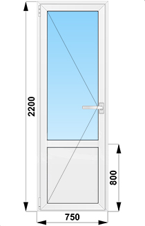 Пластиковые уличные входные двери одностворчатые с глухим низом 750x2200